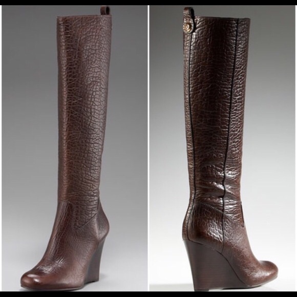 Tory Burch Dabney wedge tall boots in brown