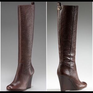 Tory Burch Dabney wedge tall boots in brown