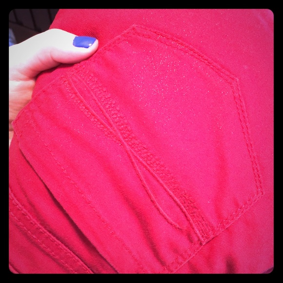 Sparkly Red Pants Gold Glitter Christmas Trousers - Picture 1 of 4