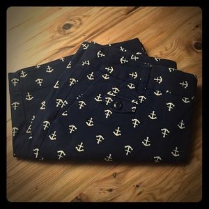 Navy & White Anchor Shorts