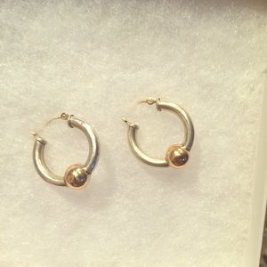 14k gold and sterling silver Cape Cod hoop earring