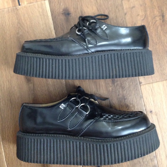 TUK Black Leather Platform like new size 8