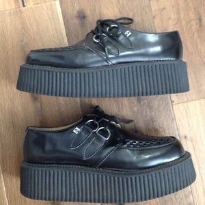 TUK Black Leather Platform like new size 8