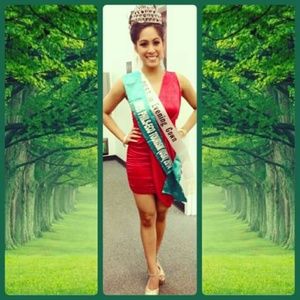 Red one shoulder draped cocktail dress!