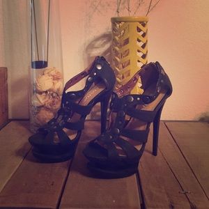 Studded black platform heels size 6.5