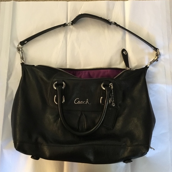 Black leather coach purse