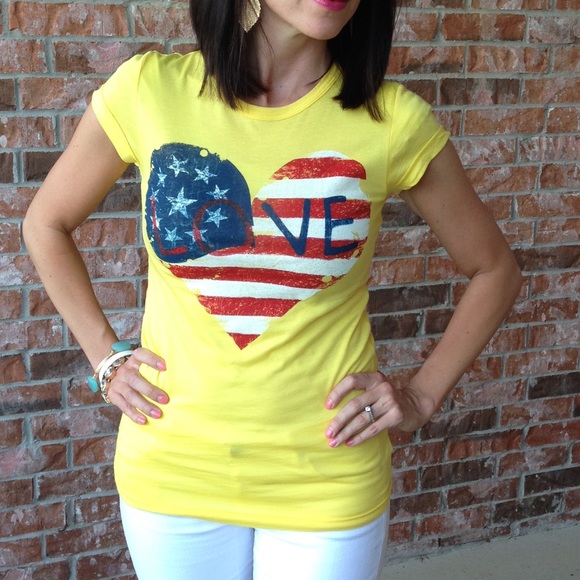 Yellow USA love t shirt