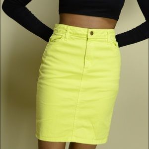 American Apparel Neon Yellow Denim Skirt