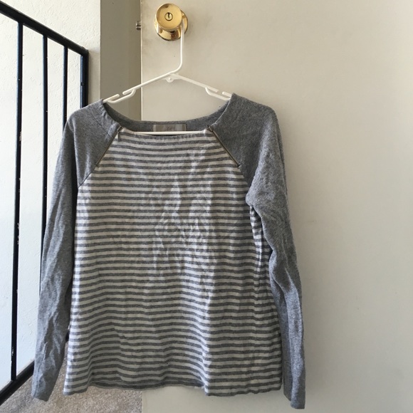 Striped Grey and White sweater LOFT S - Picture 1 of 4