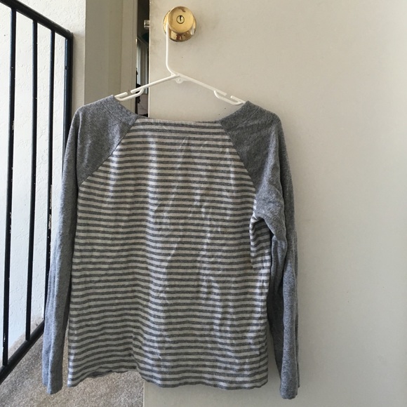Striped Grey and White sweater LOFT S - Picture 2 of 4