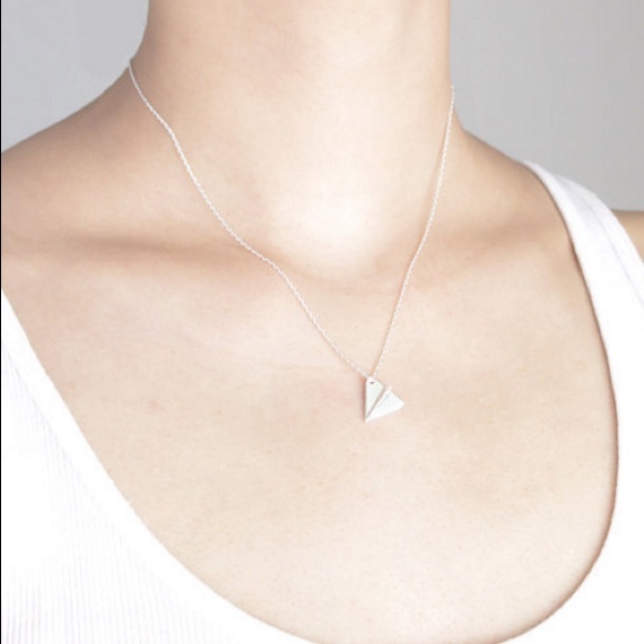 Gold Plated / Silver Origami Plane Necklace. - Picture 2 of 4