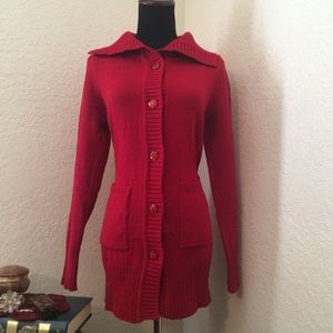 Red Cardigan Sweater
