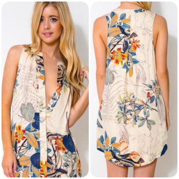 SZ M/L ONLY! Floral Shirt Dress! NEW! - Picture 3 of 6