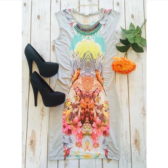 🌙 Teal and Pink Bodycon Dress 🌙