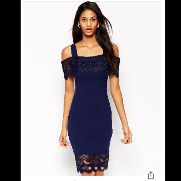 Lipsy off the shoulder navy dress