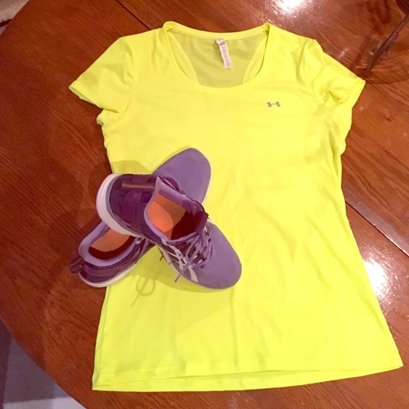 Under Armour Neon Yellow Heat Gear Running Shirt