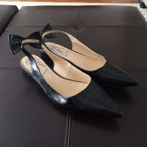 J. Renee black, flat, pointy toe, bow shoes 13m