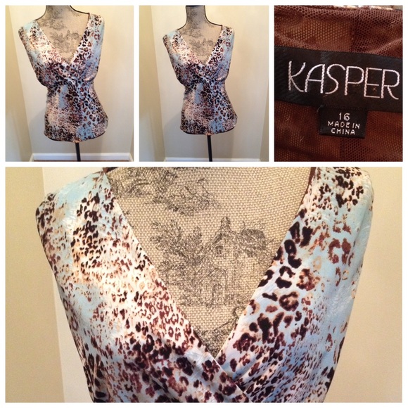 Kasper Brown and Blue Top