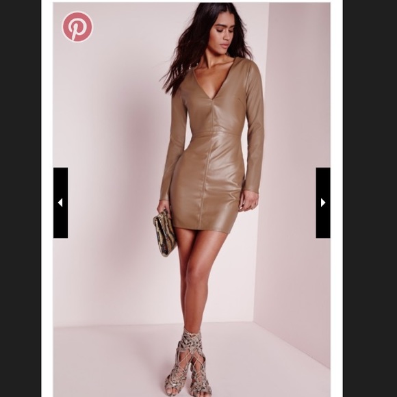 Missguided faux leather plunge bodycon dress