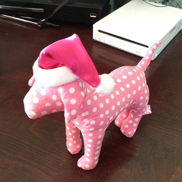 VS Pink dog with Christmas hat