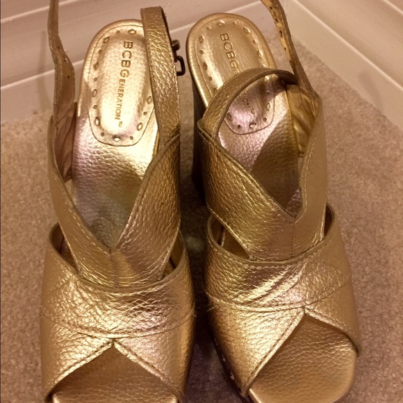BCBG gold sandal