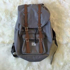 Herschel Backpack Grey w/ Red& White Stripe inside