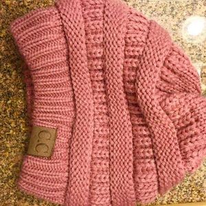 Slouchy rose knit beanie