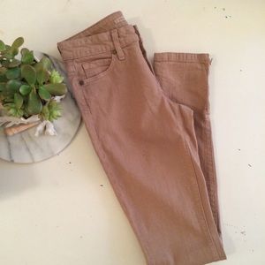 Vince Skinny Jeans in Camel with ankle zippers