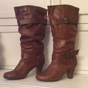 Faux leather high healed boots