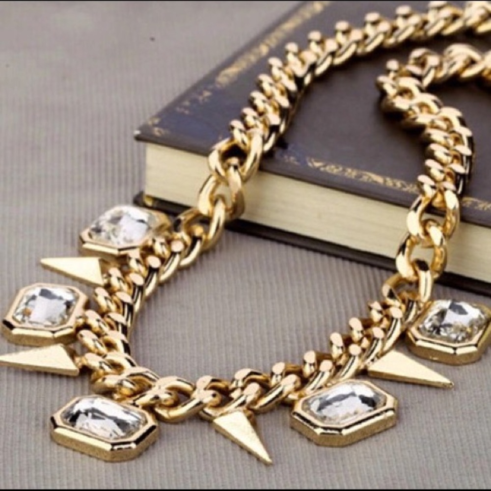 Rhinestone Spike Statement Necklace