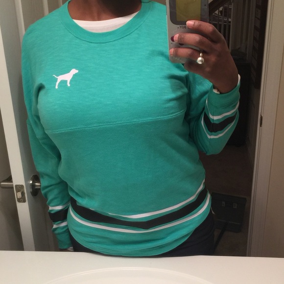 PINK Victoria's Secret Tops - Green Victoria's Secret PINK Crew neck top