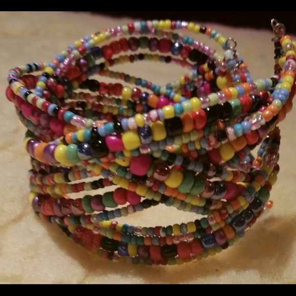 Seed Bead Multicolored Cuff Bracelet NEW - Picture 2 of 6
