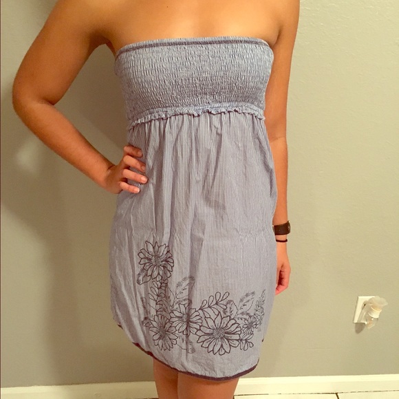 Dresses & Skirts - Pin stripped blue and white strapless dress.