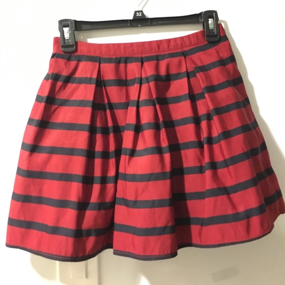 A line Navy/red Striped Skirt