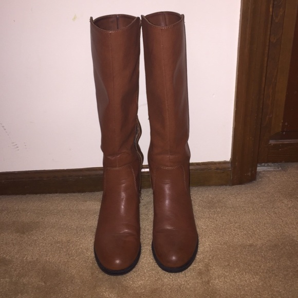 shoes simple tall brown