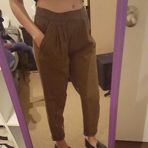 Olive hi waisted trousers