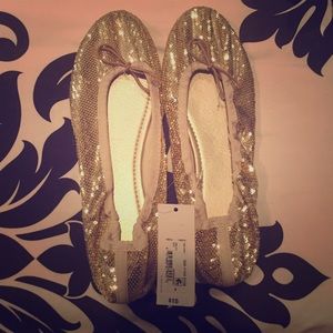 Gold Sequin Flats