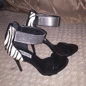 Sexy Zebra cowhide ankle strap sandals