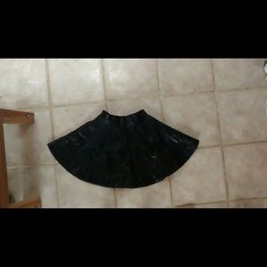 Black leather circle skirt