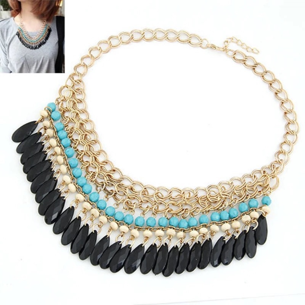💎BEADED LAYERED TASSEL STATEMENT NECKLACE💎