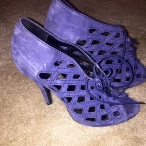 Zara blue suede lace up heels