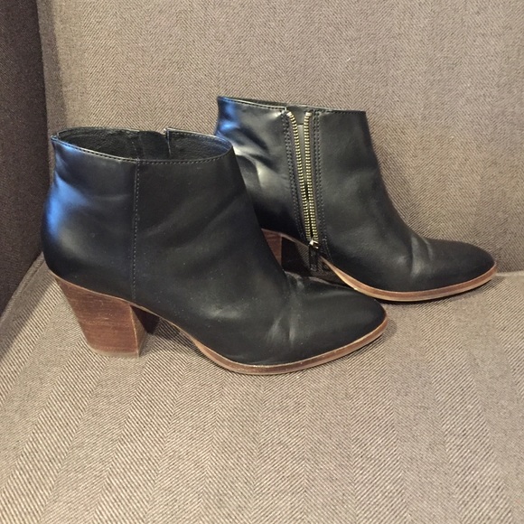 J Crew black leather bootie size 9