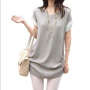Causal Blouse two tone buttons