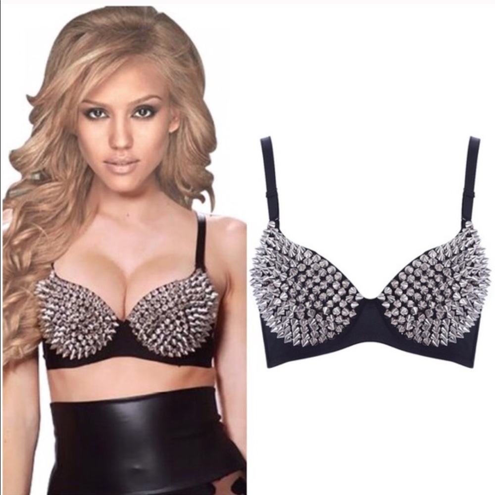 Black bra w/punk rivet spikes!  NWTs!❤️ - Picture 7 of 7