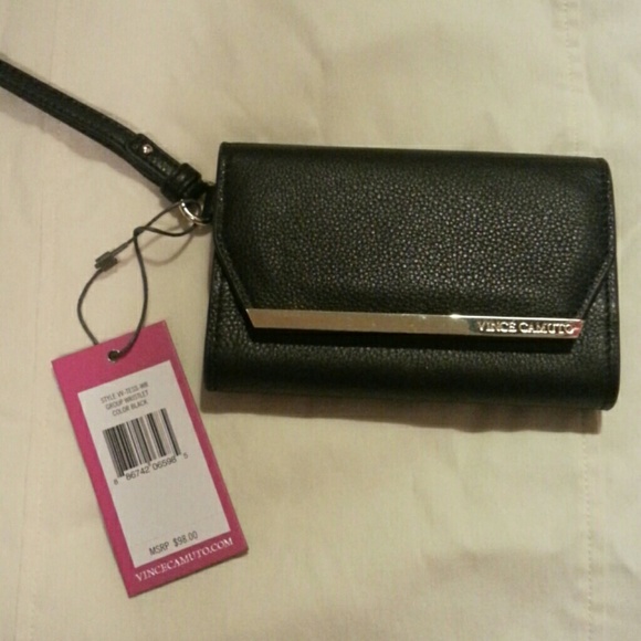 Authentic  Black leather Vince Camuto Clutch