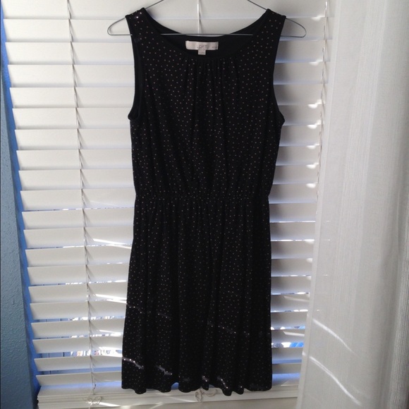 Black and Tan Polkadot Dress