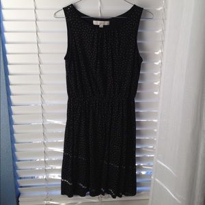 Black and Tan Polkadot Dress