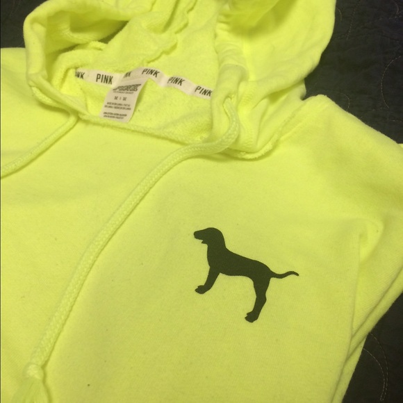 PINK Victoria's Secret Tops - Neon yellow PINK hoodie