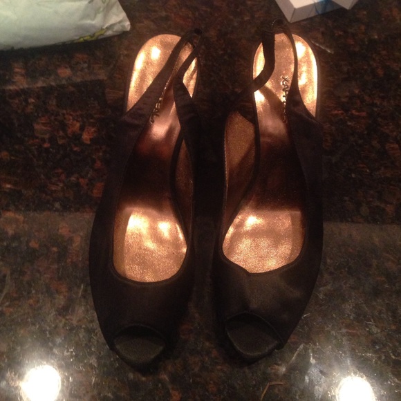 Black sling back heels