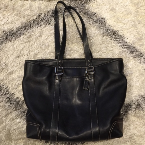 Black leather Coach tote/laptop/shoulder bag